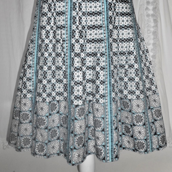 Ann Taylor Loft Blue Print Cotton A-Line Skirt 2 - Picture 3 of 5